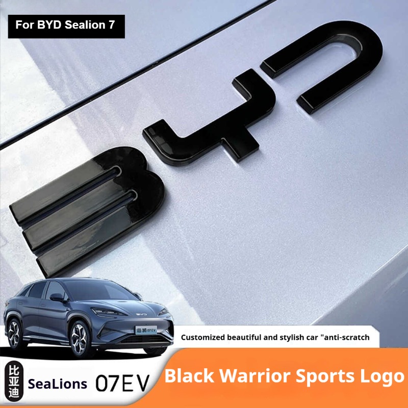 For BYD Sealion 7 EV Car Black Front Emblem Black Warrior Rear Badge Modification Covering Styles Tail Logo Blackout Car Badge