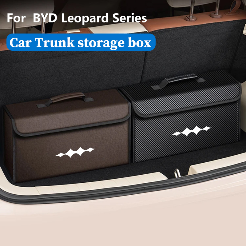 Car Trunk Storage Box Foldable Leather Auto Organizer Bag Fit For BYD Leopard 5 8 BAO 5 8 Titanium 3 7 2025 Car Accessories