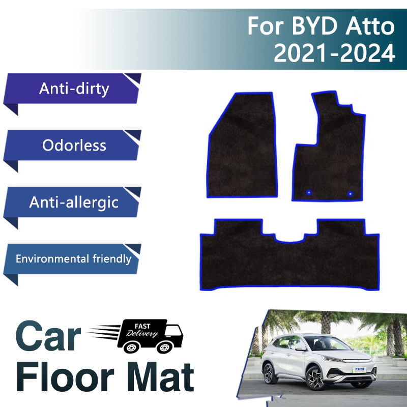 Luxury Car Floor Mats For BYD Yuan Plus Atto 3 2021 2022 2023 2024 Flannel Rug Floors Carpets Tapetes Para Carro Car Accessories
