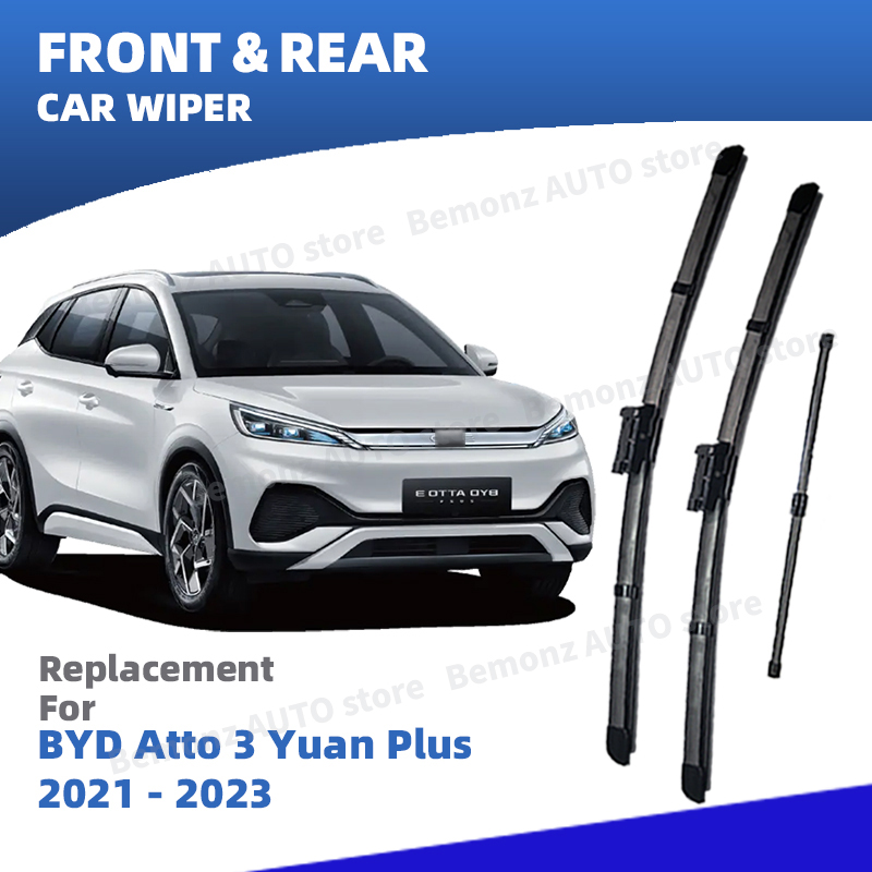 RHD Front Rear Windshield Wiper Blades For BYD Atto 3 Yuan Plus Atto3 2021 2022 2023 3pc Windscreen Brushes Window Accessories